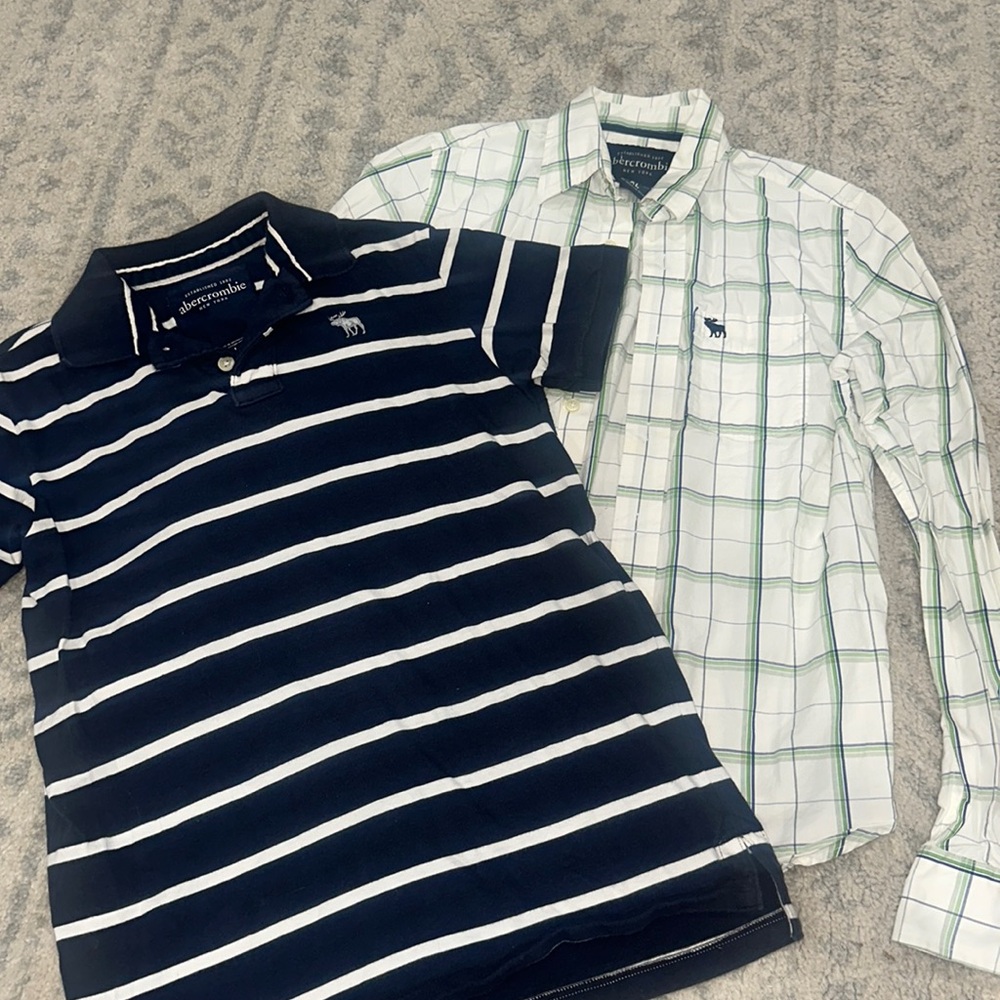 2-pk Abercrombie tops - boys XL. One L/S button down & one polo. Excellent Cond!